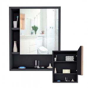 BOTIQUIN MADERA CON ESPEJO SLIM 1 PUERTA - NEGRO CASTAÑO