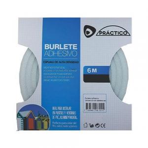 BURLETE AUTOADHESIVO SIMIL GOMA BLANCO 15 X 6 MM. X 6 MT.