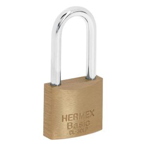 CANDADO HERMEX BASIC BRONCE ARO LARGO 30 MM.