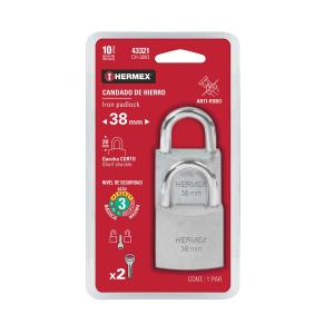 CANDADO HERMEX HIERRO TAMBOR BRONCE CH-38 MM. X 2 UN.