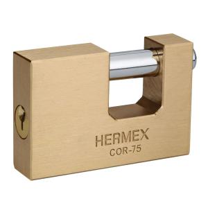CANDADO HERMEX RECTANGULAR BRONCE 75 MM. COR-75