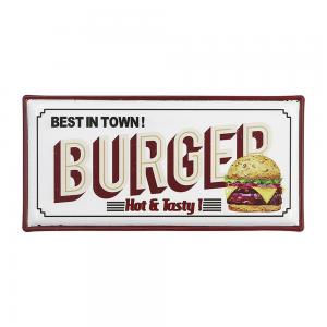 CHAPA DECORATIVA 41 X 20 CM. BURGER HOT & TASTY!
