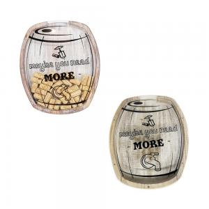 COLGANTE MDF BARRIL CORCHOS VINO 29 X 36.5 CM.