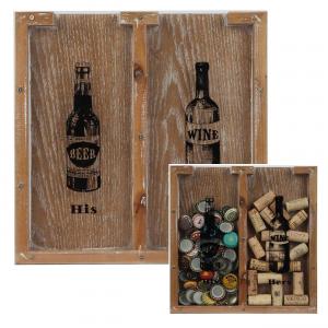 COLGANTE MDF CUADRADO CORCHOS Y TAPAS 30 X 30 CM.