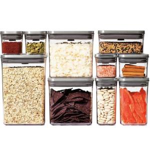 CONTENEDOR OXO JUEGO 12 UNIDADES CON TAPA POP ACERO