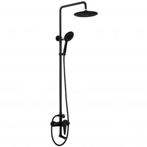 DUCHA EXTERIOR ACERO INOXIDABLE NEGRO MATE ROSETA REDONDA