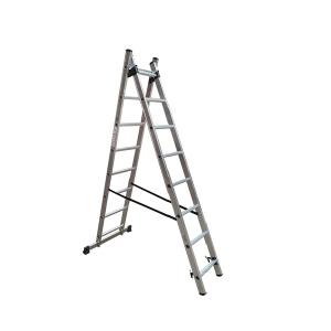 ESCALERA ALUMINIO 2 TRAMOS EXTENSIBLE Y TIJERA 16 ESCALONES