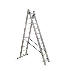 ESCALERA ALUMINIO 2 TRAMOS EXTENSIBLE Y TIJERA 20 ESCALONES