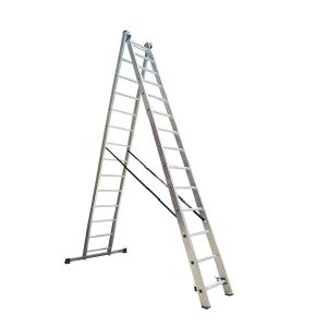 ESCALERA ALUMINIO 2 TRAMOS EXTENSIBLE Y TIJERA 28 ESCALONES