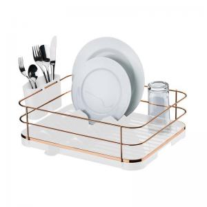 ESCURRIDOR PLATOS FUTURE SIMPLE CON BANDEJA BLANCA ROSE GOLD