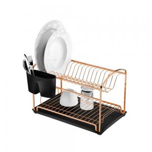 ESCURRIDOR PLATOS FUTURE DOBLE CON BANDEJA ROSE GOLD