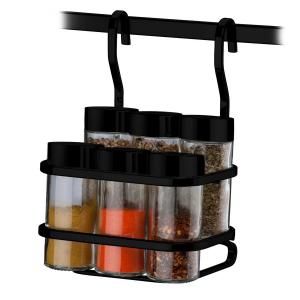 ESPECIERO 7 PZ. PARA BARRA COCINA FUTURE PLANA NEGRO MATE