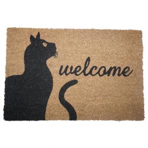 FELPUDO SELECTA COCO BASE GOMA WELCOME GATO - 40 X 60 CM.