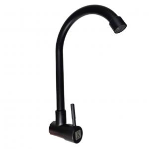 GRIFO UNITARIO PARED ALTO INOXIDABLE NEGRO MATE PICO CISNE