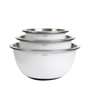JUEGO BOWLS OXO 3 UNIDADES ACERO INOXIDABLE BLANCO BASE GOMA