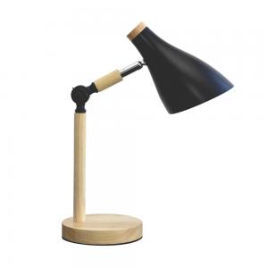 LAMPARA MESA ARTICULADA NEGRA BASE MADERA