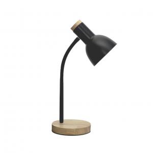 LAMPARA MESA ECO NEGRA BASE MADERA