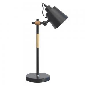 LAMPARA MESA NORDICO METAL NEGRO Y MADERA