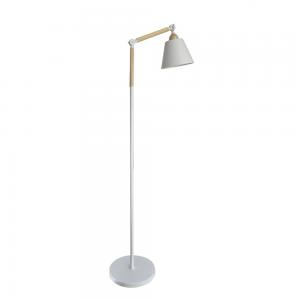 LAMPARA PIE METAL BLANCO Y MADERA