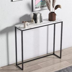 MESA CONSOLA BASE METAL TAPA MARMOL BLANCO 93 X 26 X 77 CM.