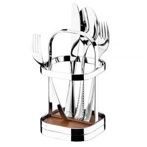 ORGANIZADOR CUBIERTOS MESA CROMADO Y MADERA