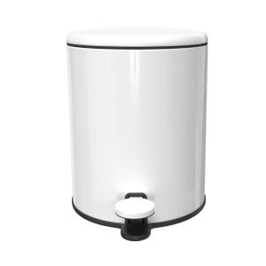 PAPELERA ACERO CILINDRICA BLANCO MATE 6 LT. CIERRE LENTO