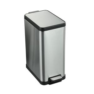PAPELERA ACERO INOXIDABLE RECTANGULAR 18 LT. CIERRE LENTO