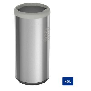 PAPELERA ACERO INOXIDABLE TRAMONTINA 40 LT. TAPA GRIS