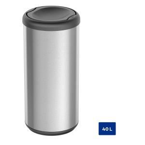 PAPELERA ACERO INOXIDABLE TRAMONTINA 40 LT. TAPA NEGRA