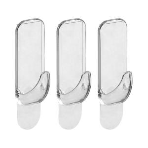 PERCHA ADHESIVA PVC CRISTAL RECTANGULAR CHICA X 3 UN.