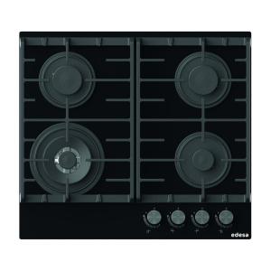 PLACA GAS EDESA NEGRA 4 ZONAS CRISTAL EGG-6041 TI