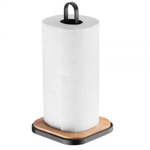 PORTA ROLLO COCINA MESA NEGRO MATE Y MADERA