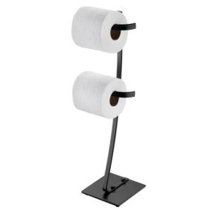 PORTA ROLLO FUTURE ACERO NEGRO MATE DE PISO 2 ROLLOS