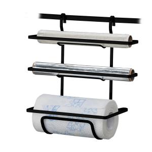 PORTA ROLLO TRIPLE PARA BARRA COCINA FUTURE PLANA NEGRO MATE