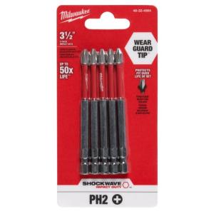 PUNTA MAGNETICA MILWAUKEE PH2 X 90 MM. X 5 UN.