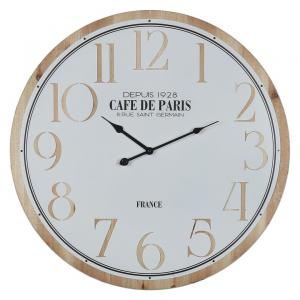 RELOJ MDF PARED AGUJA 60 CM. Ø - BLANCO/BORDE NATURAL