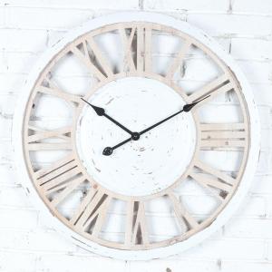 RELOJ MDF PARED AGUJA 68 CM. Ø - BLANCO/BEIGE