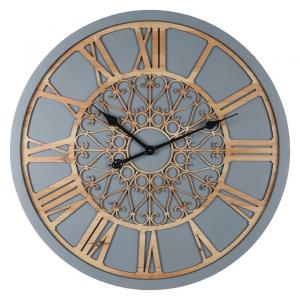 RELOJ MDF PARED AGUJA 68 CM. Ø - GRIS/DORADO