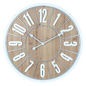 RELOJ MDF PARED AGUJA 68 CM. Ø - NATURAL/BLANCO