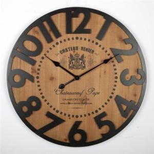 RELOJ MDF PARED AGUJA 68 CM. Ø - NUMEROS NEGROS CHATEU RENIE
