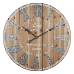 RELOJ MDF PARED AGUJA 68 CM. Ø - PLATA RUSTICO