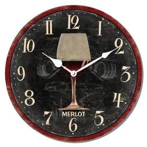 RELOJ MDF PARED AGUJA 29 CM. Ø - COPA VINO MERLOT