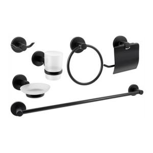 SET ACCESORIOS BAÑO FAS 6 PIEZAS NEGRO SATINADO