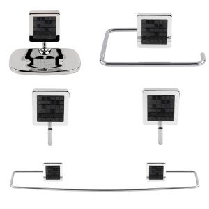 SET ACCESORIOS BAÑO JACKWAL 5 PZ. MODELO OBI NEGRO