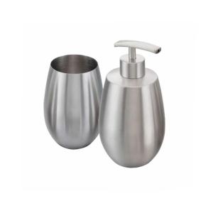 SET DISPENSADOR JABON Y VASO ACERO INOXIDABLE