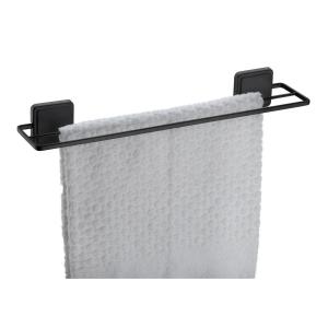 TOALLERO FUTURE ACERO NEGRO MATE DOBLE 45 CM. ADHESIVO
